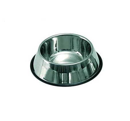 צלחת נירוסטה עם גומי לכלב קוטר 20 ס"מ